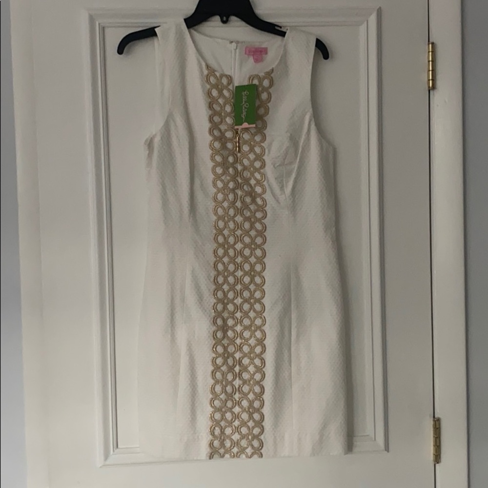 Lily P White and Gold Dress with Cover